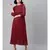 Maroon Pleated Midi Dress