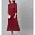 Maroon Pleated Midi Dress