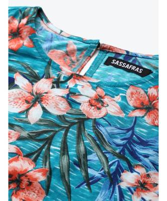 Blue Floral Sleeveless Jersey Maxi Dress 5