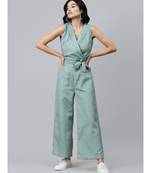 Green Stripes Wrap Jumpsuit