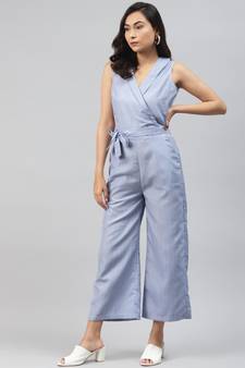 Blue Stripes Wrap Jumpsuit