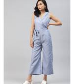 Blue Stripes Wrap Jumpsuit