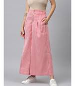 Red Stripes Front Button Flared Pants