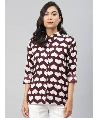 Maroon Heart Print Shirt 1