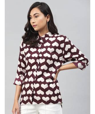 Maroon Heart Print Shirt 2
