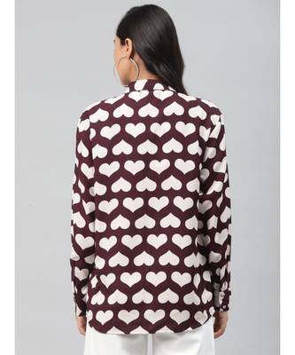 Maroon Heart Print Shirt 3