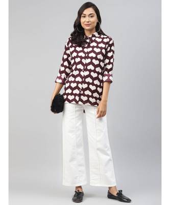 Maroon Heart Print Shirt 4