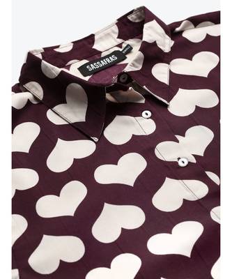 Maroon Heart Print Shirt 5