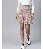 Olive Floral Smocking Mini Skirt