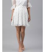 White Pleated Mini Skirt with Black Hearts