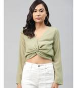 Olive Front Twisted Crop Top