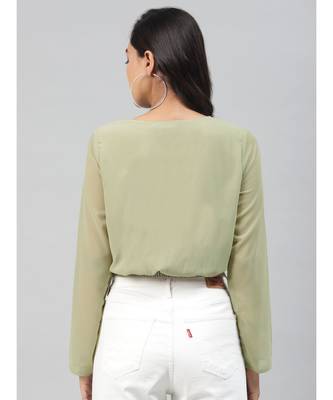 Olive Front Twisted Crop Top 3