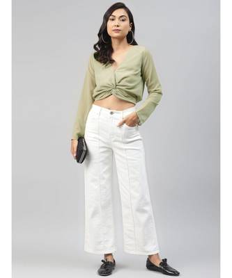 Olive Front Twisted Crop Top 4