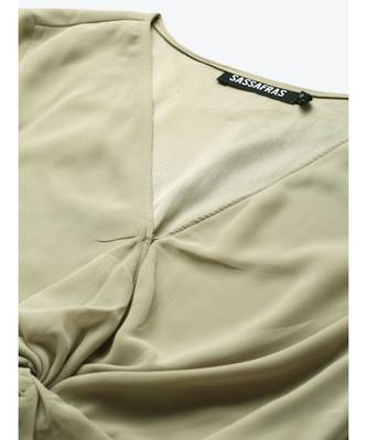 Olive Front Twisted Crop Top 5