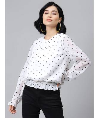 White Smocking Top with Black Hearts 1