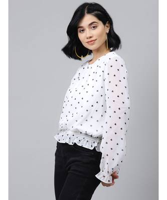 White Smocking Top with Black Hearts 2