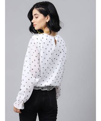 White Smocking Top with Black Hearts 3
