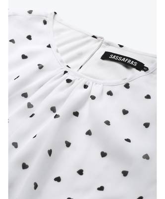 White Smocking Top with Black Hearts 5