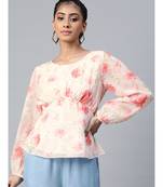 Light Pink Floral Peplum Top
