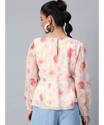 Light Pink Floral Peplum Top 3