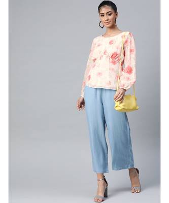 Light Pink Floral Peplum Top 4