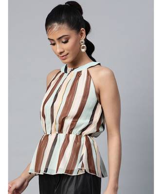 Multi Stripes Lurex Halter Neck Top 2