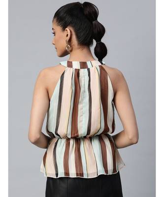 Multi Stripes Lurex Halter Neck Top 3