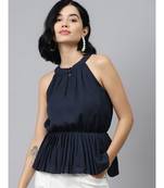 Navy Blue Halter Neck Top