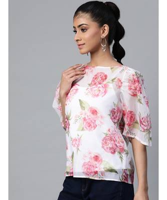 White Floral Puff Sleeve Top 2