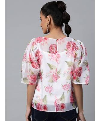 White Floral Puff Sleeve Top 3