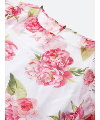 White Floral Puff Sleeve Top 5