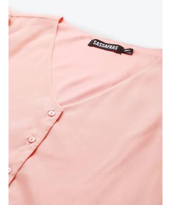 Pastel Pink Front Button Puff Sleeve Top 5