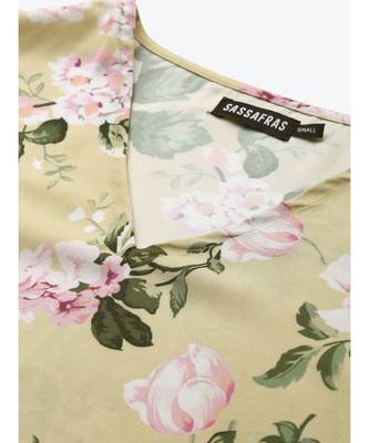 Mint Green Polyester Floral Printed Top for Women 5