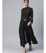 Black Front Open Sheer Tiered Maxi Top