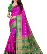 Baby pink nylon silk with weaving jari butta saree with blouse