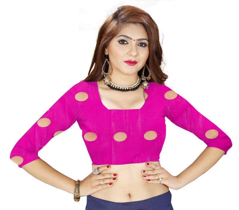 Royal blue color nylon silk with weaving jari butta saree with blouse