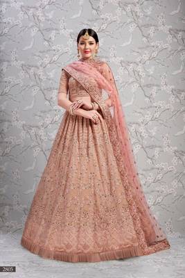 Rose embroidered georgette semi stitched lehenga 1
