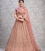 Rose embroidered georgette semi stitched lehenga