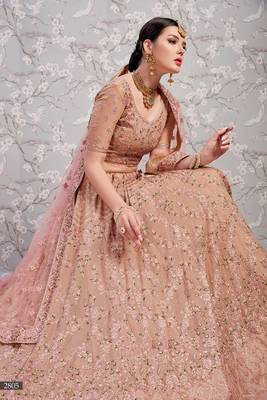 Rose embroidered georgette semi stitched lehenga 3
