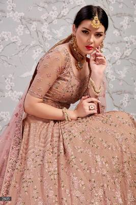 Rose embroidered georgette semi stitched lehenga 4
