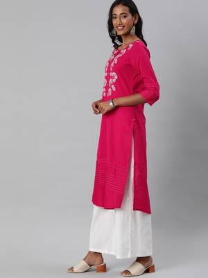 Pink embroidered cotton embroidered-kurtis 4