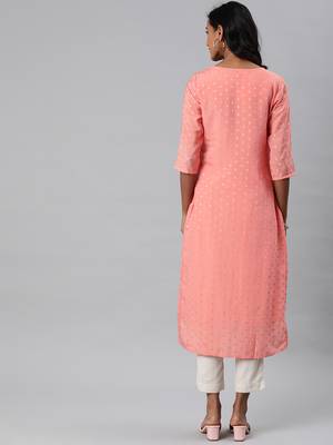 Pink embroidered chanderi embroidered-kurtis 3