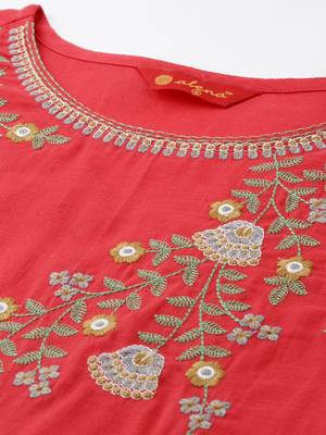 Pink embroidered cotton ethnic-kurtis 2