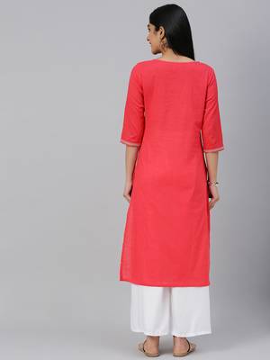 Pink embroidered cotton ethnic-kurtis 3