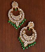 Kundan Embellished Green Beaded Dangler Earrings 217ED119