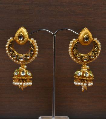 Kundan Embellished Designer Earring Jhumka 217ED122 1
