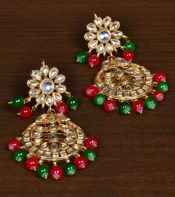 Multi-colored Kundan Embellished Earrings 217ED130 1