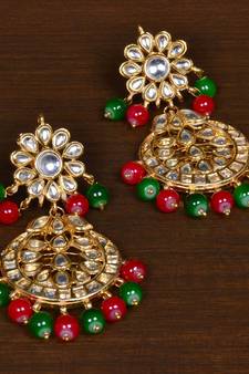 Multi-colored Kundan Embellished Earrings 217ED130