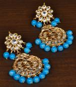 Kundan Embellished Ice Blue Beaded Designer Earrings 217ED132