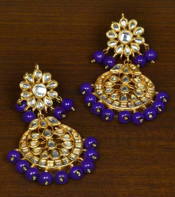 Kundan Embellished Purple Beaded Designer Earrings 217ED133 1